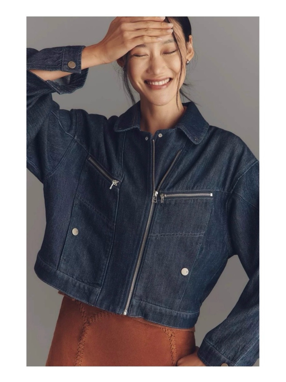 PILCRO Moto Denim Zip-Front Jean Jacket